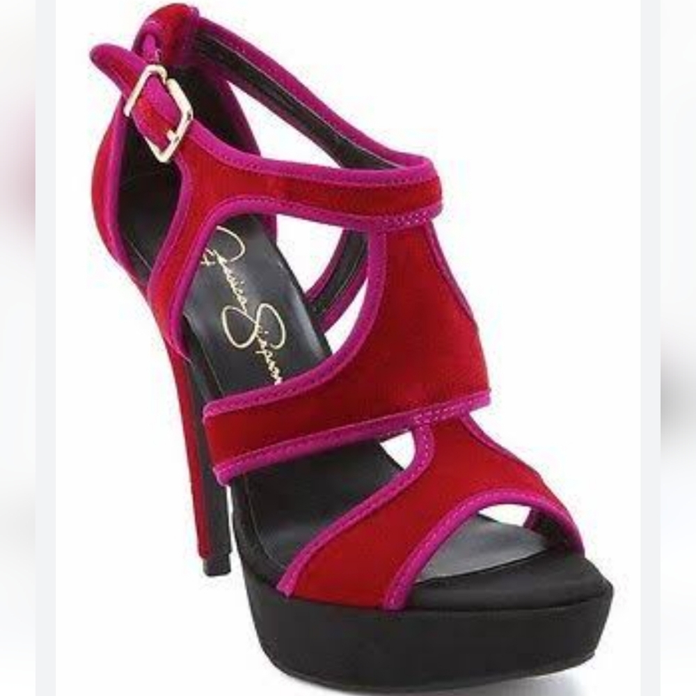 BRAND NEW🏷 Jessica Simpson BRUNO Very Red Velvet Platforms - 